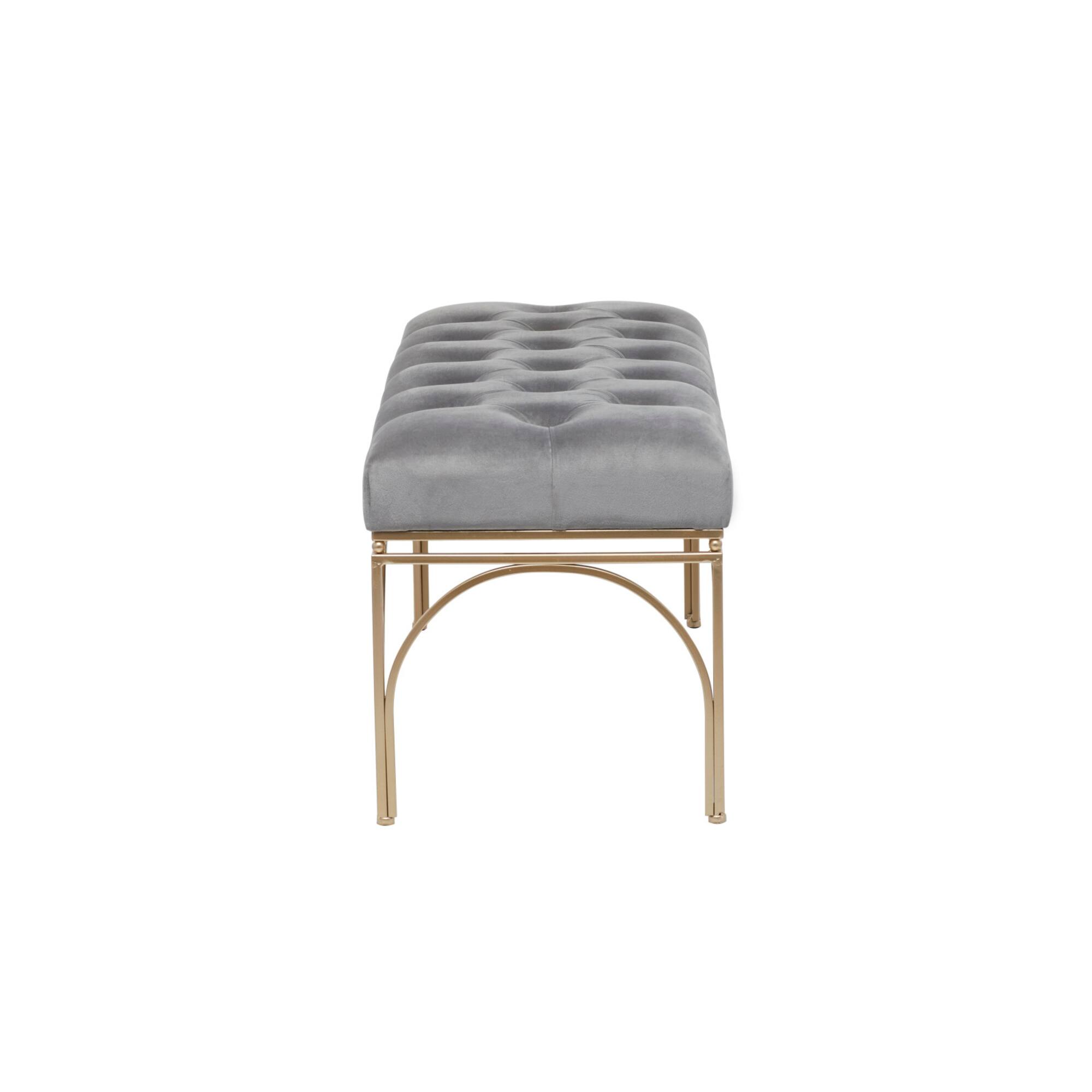 Grey Metal Glam Bench, 19" x 39" x 17"